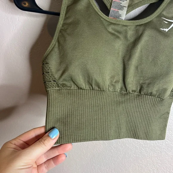 Gymshark Seamless Olive Green Sports Bra - Picture 2 of 5